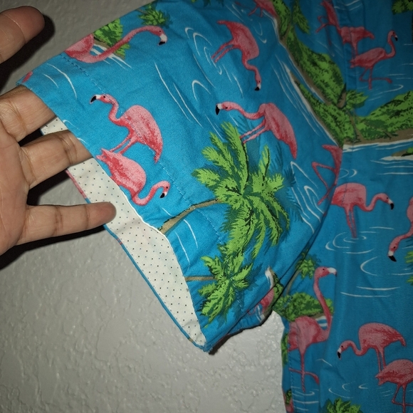 Denim And Flower Pink Flamingo Button Down Large Slim Fit - Picture 4 of 8